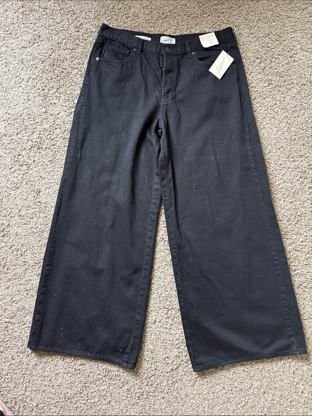 NWT Universal Thread Mid Rise Super Wide Leg 100% Cotton Black Wide Leg Jeans